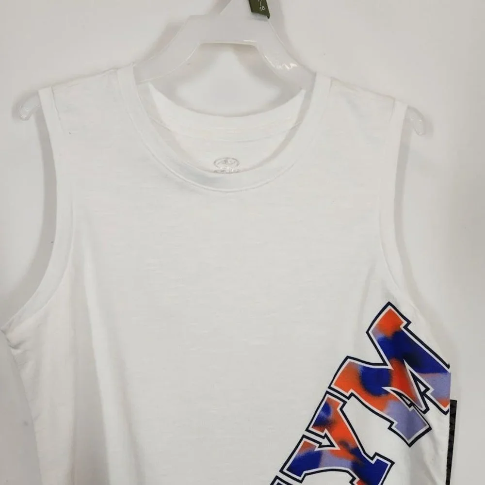 Athletic Works Girls Graphic Workout Tank Top‎ in Vivid White - Size XL (14/16)